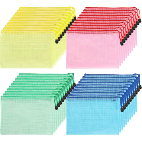 40er-Packung A5-PVC-Taschen mit Reißverschluss, 4 Farben, für Büro-, Schul- und Reisebedarf, 1 Set