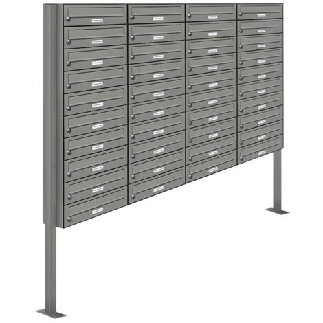 40er Premium Standbriefkasten  RAL 9007 freistehend Postkasten Ständer 4x10