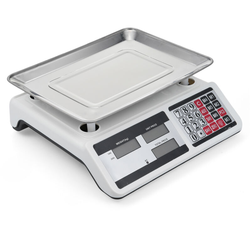 40KG Digital Price Scale Electronic Price Computing Scale with Stainless Steel Large Platform Dual LCD Display Big Button for Farmers Market / Retail