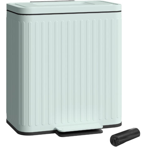 40L Dual Compartment Rubbish Bin, with Soft-Close Lid - Green