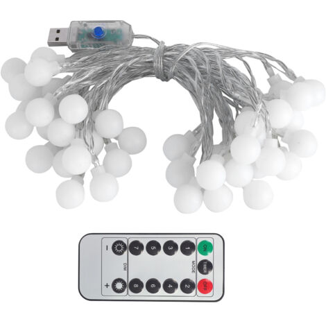 40LED Globe Ball Guirlande Lumineuse 6M USB Lampes Suspendues Décoratives avec 8 Modes pour Intérieur Extérieur Lumière Chaude