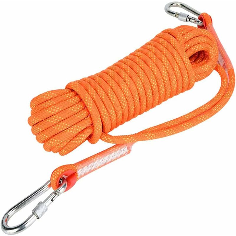 Image of Corda di sicurezza per arrampicata all'aperto da 10 m Corda di salvataggio per alpinismo ripstop, corda di diametro 12 mm per escursionismo arancione