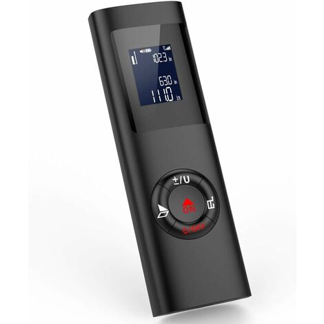 40M Mini medidor de distancia láser, medidor de distancia láser portátil recargable USB, medidor de distancia láser digital M / In / Ft, negro