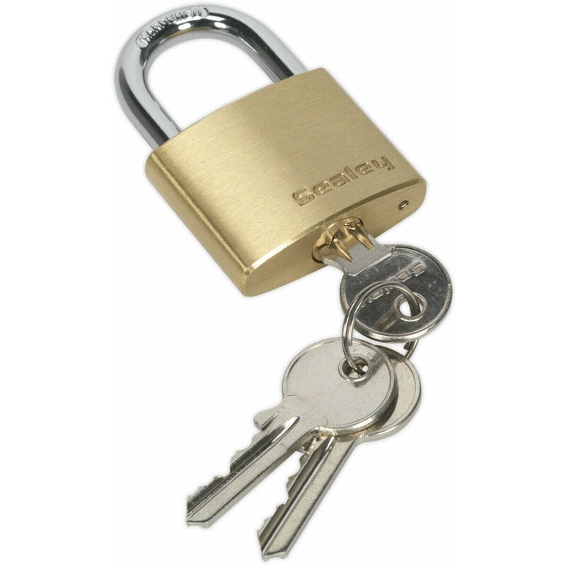 Loops - 40mm Solid Brass Padlock 6.5mm Hardened Steel Shackle - 3 Key Security Unit Lock