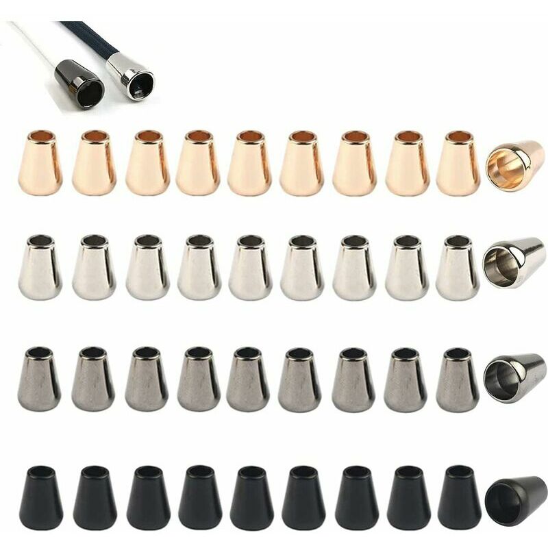 40PCS Bouchon de Cordon en Métal,Stopper Bouchons Métal Extrémités de Cordon Embout Cordon pour Cordons de Serrage Vêtements, Sac à Dos,