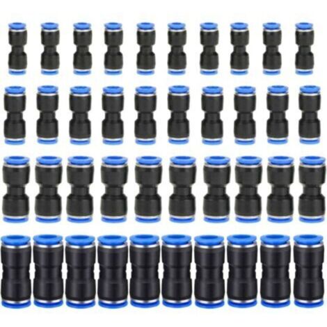40Pcs Connecteur Droit Pneumatique, Raccord Rapide Air Push Connecteur à Poussoir Droit,Raccords de Tuyau Raccord de Tube de Ligne d'Air en Plastique,OD 6/8/10/12mm,Connecter Raccord de Tube