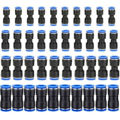 40Pcs Connecteur Droit Pneumatique, Raccord Rapide Air Push Connecteur à Poussoir Droit,Raccords de Tuyau Raccord de Tube de Ligne d'Air en Plastique,OD 6/8/10/12mm,Connecter Raccord de Tube