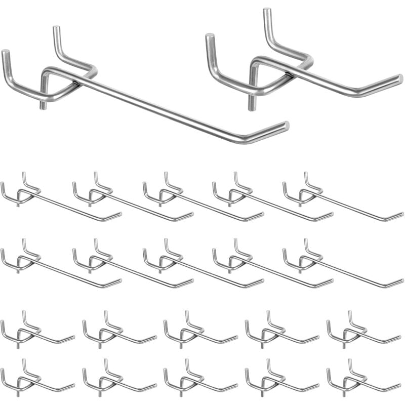 40PCS Crochets pour panneau perforé, (5cm et 10cm) Crochets pour panneau perforé en acier simple Crochets d'affichage de panneau Assortiment