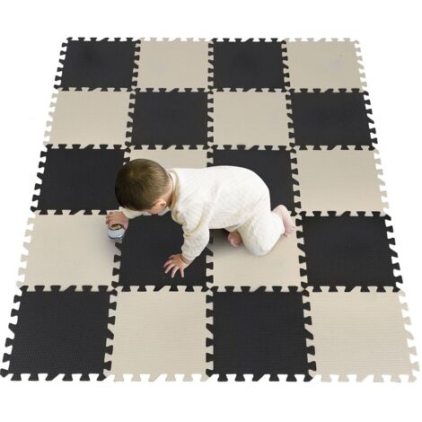 40Pcs Foam Baby Play Mats 30x30x1cm EVA Baby Floor Tiles Thick Soft Floor Interlocking Mat Waterproof High-Resilience Foam Floor Puzzle Mat for Children's Play and Crawl (Black and White)