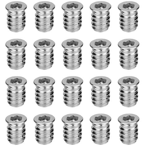 40pcs Inserts filetés à douille pour meubles 6pcs 15mm Insert en métal galvanisé Écrou D Type Socket Hex VIS VIS PAR Écrous pour outils de meubles en bois