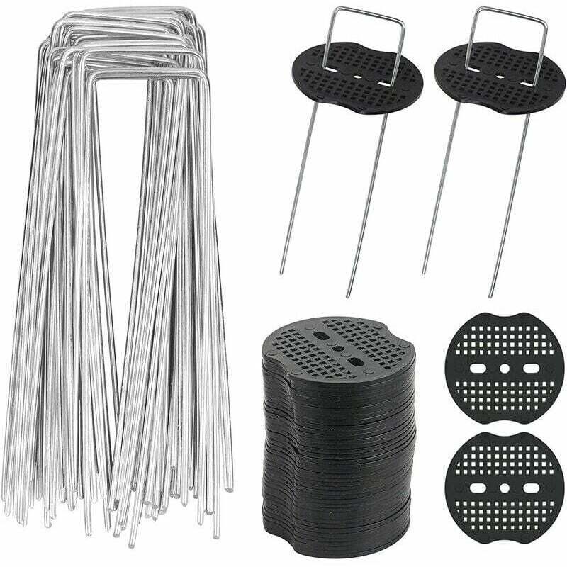 Gabrielle 40pcs Piquets de Jardin en u avec 40 Rondelles Piquet Fixation Toile Paillage Piquets en Métal pour Jardinage Fixer Bâche Anti-Mauvaises