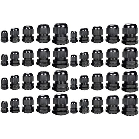 40pcs Plastic Cable Glands Waterproof Adjustable 3.5-13mm Cable Glands Seals Wire Protector PG7 PG9 PG11 PG13.5 PG16