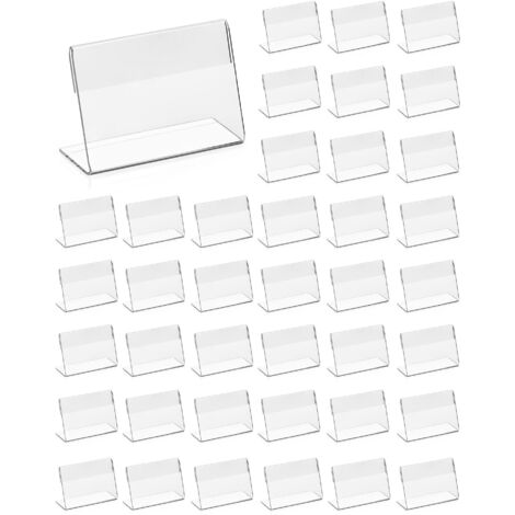40Pcs Porte Étiquette en Acrylique Transparent, Porte-Cartes Nominatives Porte Étiquette Prix pour Bureau École Supermarché (6 x 4 cm)