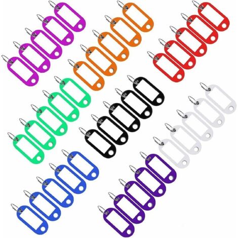 40pcs Porte Étiquettes Cle à bagages en plastique de voyage avec porte-clés etiquette d'identification Porte-Clés (Couleur aléatoire aléatoire)
