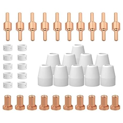 40PCS PT31 Torch Plasma Cutter Consumables for PT-31 LG-40 Torch CUT-40 cut50 Plasma Cutter Torch Plasma Cutting Gun Consumables Plasma Tip Plasma Electrode Nozzle