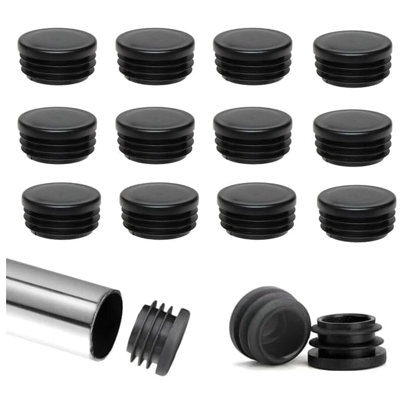 40pcs Round Wing Caps Chair Leg Protector 22mm Round Plastic Cap Black Tube End Cap Glides Furniture Chair Plastic Caps Suitable for Chairs Sofas