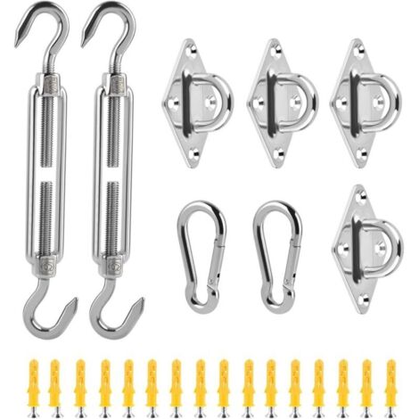 40Pcs Voile D'ombrage Fixations, Kit de Fixation pour Voile D'ombrage, Kit D'installation de Pare-Soleil en Acier Inoxydable Kit Fixation Voile D'ombrage pour Fixation Voile D'ombrage