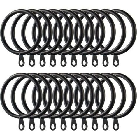40Pièces Anneaux de Rideau, Anneaux de Suspension en Métal de Rideaux pour Rideaux et Tringles, 38mm Diamètre Intérieur (Noir)