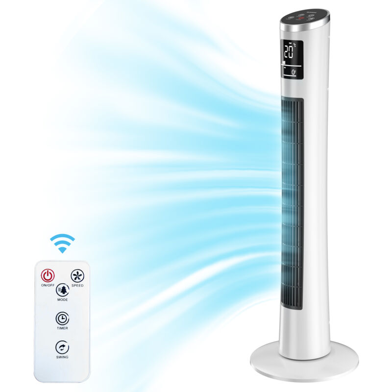 40W 103cm Ventilateur Colonne Silencieux 3 Vitesses 3 Modes de Vent Télécommande avec Rangement Intégré Oscillant à 70° Économie