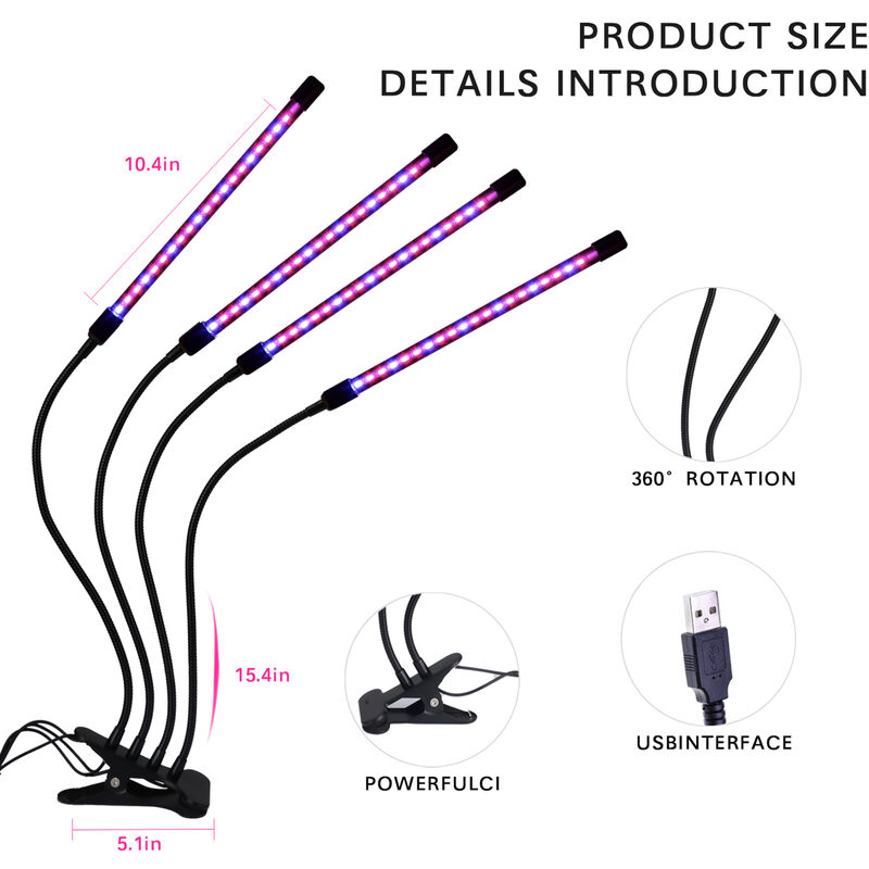 

40W 80LEDs crece la luz con rojo azul de las bombillas de 3/9 / 12H temporizador 9 Brillo Leves de cubierta de la planta de semillero Sunlike Full