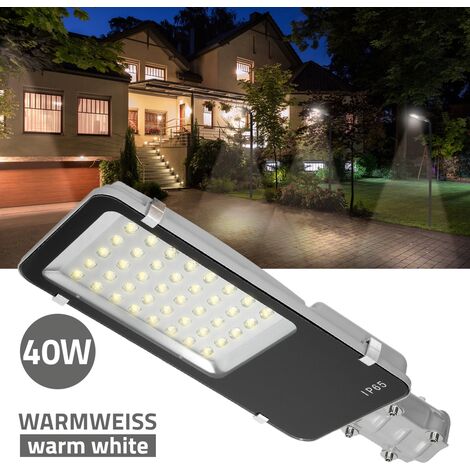 40W LED eclairage route rue chemin voiture parking lampe jardin blanc chaud