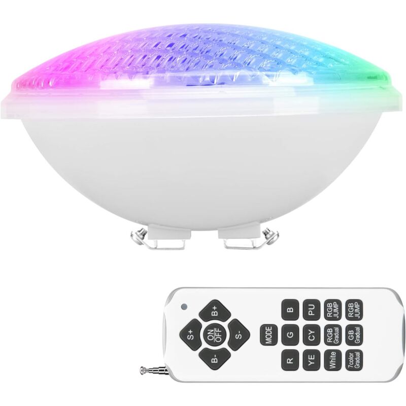 40W PAR56 Pool Light, IP68 Waterproof led Pool Light, led Diving Pool Light 12V dc/ac, Multicolor Diving Pool Light avec télécommande, Blanc 1pc
