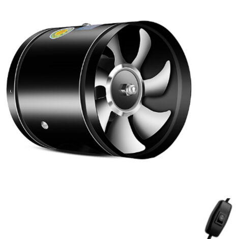 40W Ventilateur tubulaire axial Ø 150 mm, ventilateur d'échappement, pour salle de bain, toilettes, cuisine, serre, tente, garage (150 mm, noir)