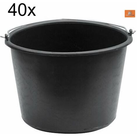 3x Mörtelkübel rund 40 Liter schwarz Tuppen Mörtelkübel Mörtelwanne Zementkübel 