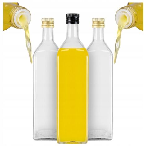 40x Botella de MARASCA CLARA 1000 ml CON DOSIFICADOR para aceite de oliva, vinagre, zumo 1l