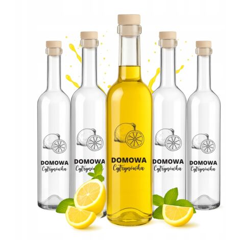 40x FUTURA 0,5L Flasche mit hausgemachtem Zitronen-Gemüse-Print für Tinkturen, Schnaps, Saft