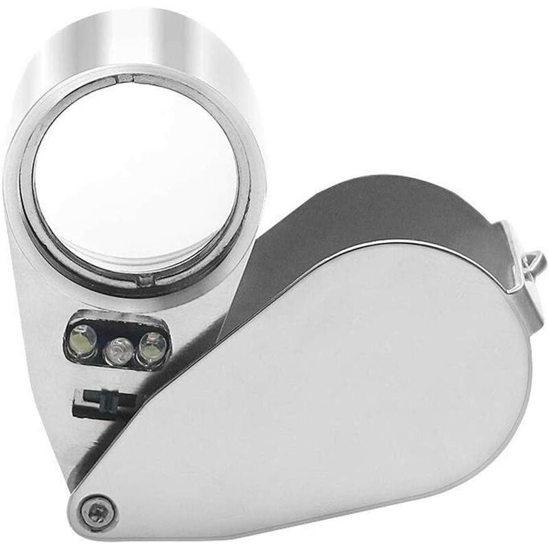 40X Loupe Bijoutier Loupe de Poche Pliable Loupe Éclairante avec Lumière led et uv Lampe, convient pour lecture étude journal
