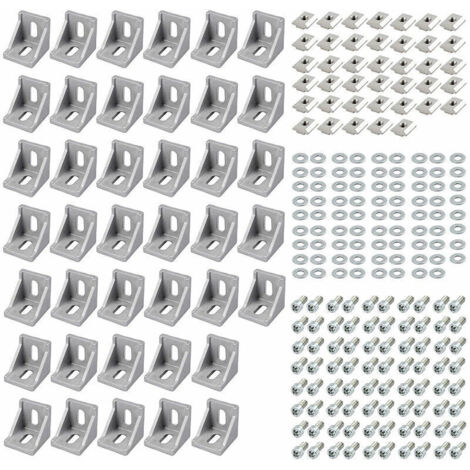 40x matériel de fixation équerre profilé alu 3030 rainure 8 raccords d'angle équerre