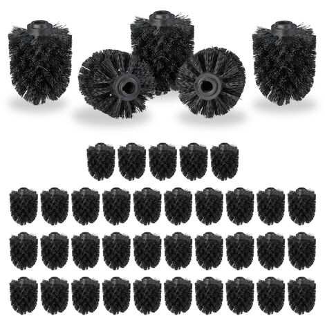 80x spazzole per scopino da bagno, ciuffo di ricambio spazzolone WC,  filetto 9,5mm diametro 7 cm, Nero