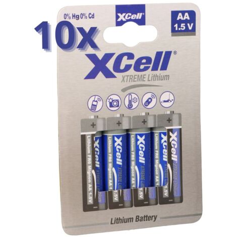 40x XTREME Lithium Batterie AA Mignon FR6 L91 XCell 10x 4er Blister