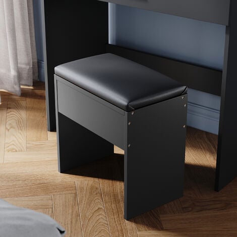 40x24x40cm ELEGANT Dressing Table Stool, Black Modern Cushioned Stool Seat with High Density Sponge, Stable Structural Design