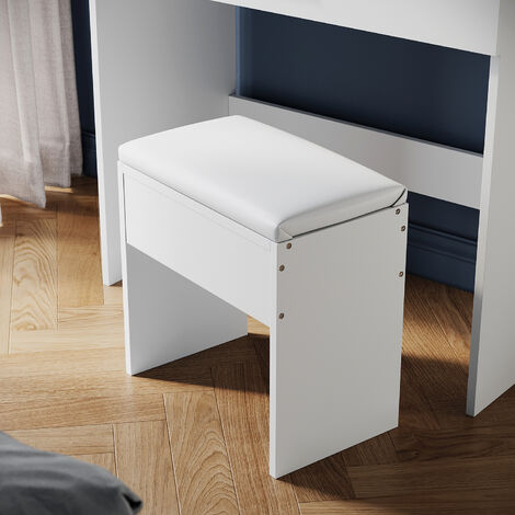 40x24x40cm ELEGANT Dressing Table Stool, White Modern Cushioned Stool Seat with High Density Sponge, Stable Structural Design