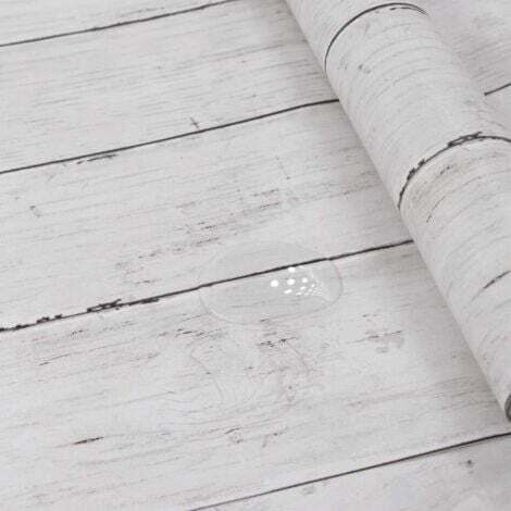 40X300cm Papier Adhesif pour Meuble Bois Blanc, Papier Peint Adhesif pour Meuble Cuisine, Vinyle Adhesif Papier Autocollant pour Meuble Decoratif Imperméable