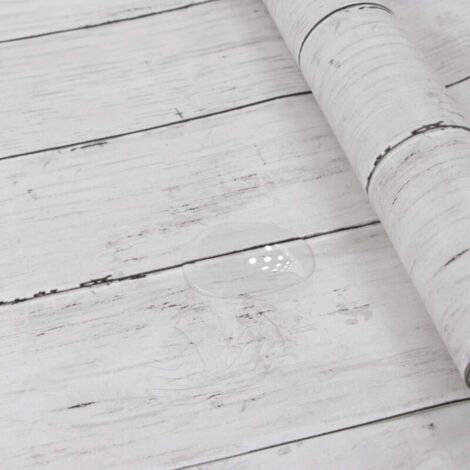 40X300cm Papier Adhesif pour Meuble Bois Blanc, Papier Peint Adhesif pour Meuble Cuisine, Vinyle Adhesif Papier Autocollant pour Meuble Decoratif Imperméable