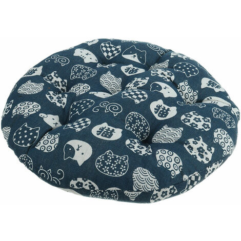 40x40cm Baumwolle Rundes Stuhlkissen Dickeres Kissen Blaue Katze Bürositzmatte
