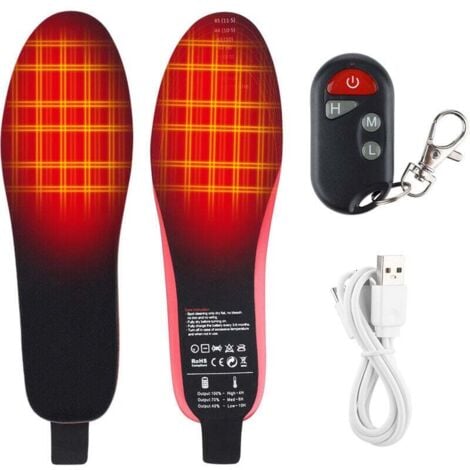 SNQ （41-45） USB-beheizte Einlegesohlen mit 3-stufiger Temperatureinstellung – wiederaufladbare Thermo-Einlegesohlen – zuschneidbare Thermo-Einlegesohlen – Winter-Fußwärmer für Männer und Frauen