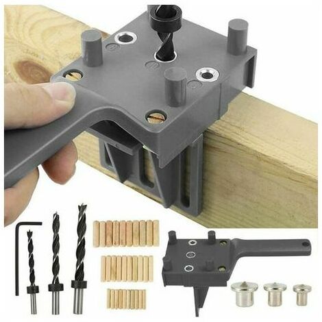 41 PCS Dowel Drilling Jigs Dowel Drilling Jig Kit Straight Hole Woodworking Dowel Jig with 6/8/10mm Dowel Centerer for Hand Wood Dowel (Grey)