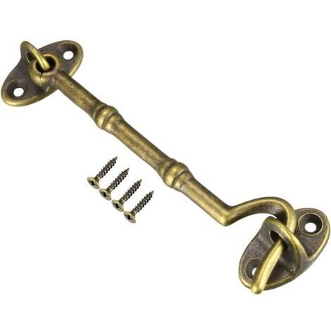 4.1 Pouce Cabine Crochet x 1 Pièce Vintage Décoratif Laiton Crochet Oeil Loquet avec Vis montage pour Portail Fenêtre Porte coulissante, [Bronze]