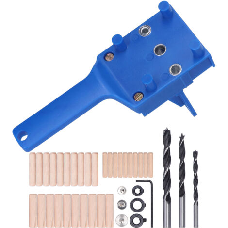 41-teiliges Geradbohrset, verstellbare und multifunktionale Bohrschablone für die Holzbearbeitung, hohe Präzision und Langlebigkeit (blau)