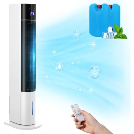 41-Zoll-Turmventilator mit Fernbedienung und Wasserkühlung, 4-in-1 mit Kühlung, Befeuchtung, Reinigung, 50°-Oszillation, 12-Stunden-Timer