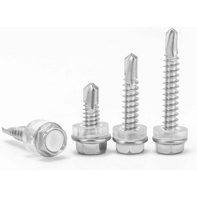 410 Stainless Steel Hex Drilling Screws Self Tapping Color Steel Tile Screws Self-Drilling-M4.819 (100 Tablets)