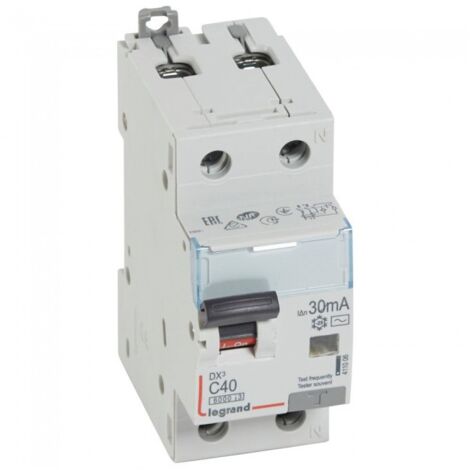 411006 Disjoncteur Différentiel 40a - 30ma - Type Ac - 1p+n - 2 Modules - Neutre à Droite - Auxiliarisable - Legrand