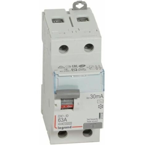 411506 Interrupteur différentiel 63A type AC 30mA bipolaire - 2 modules - Bornes alignées