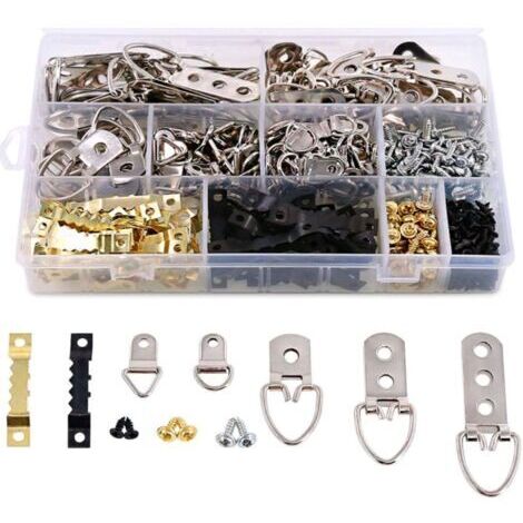 415 Pcs Kit de Support pour Photo Cadre Attache Cadre Crochets de Suspension Photo Crochet Miroir à Suspendre Assortis Accroche Tableau Mur