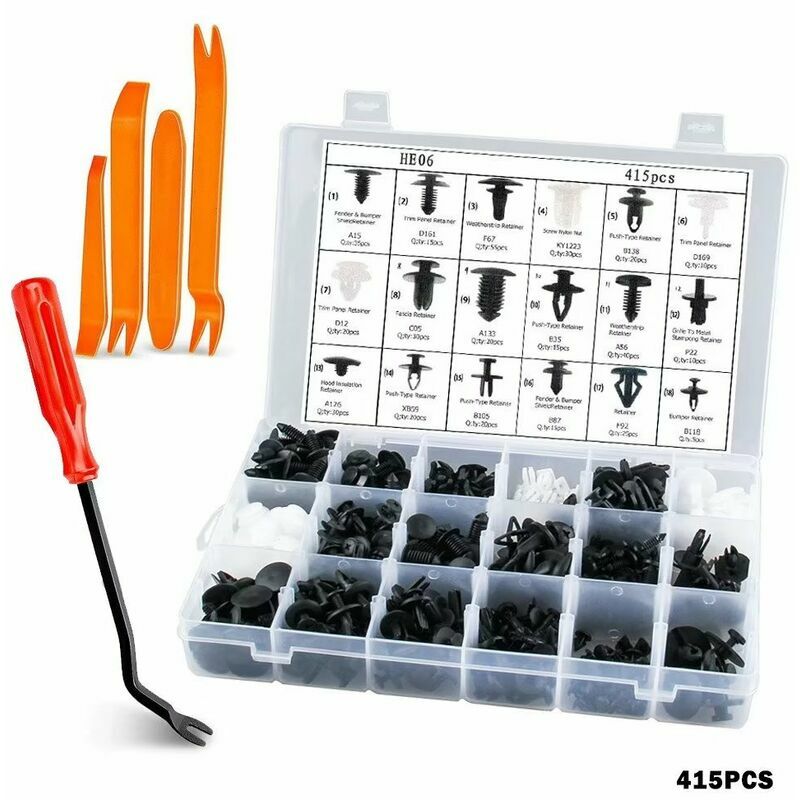 415pcs Clip per rivetti in plastica Chiusura per