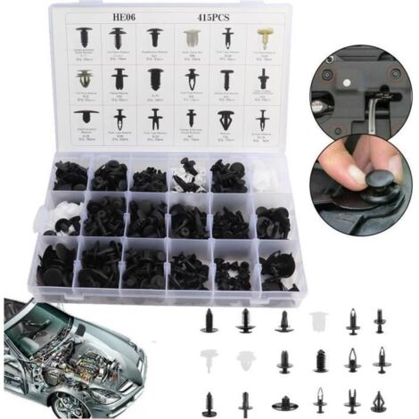 415pcs Voiture Auto Rivet Pare-chocs Porte Panneau Agrafe Retainer Attache Clips Garniture -ABI